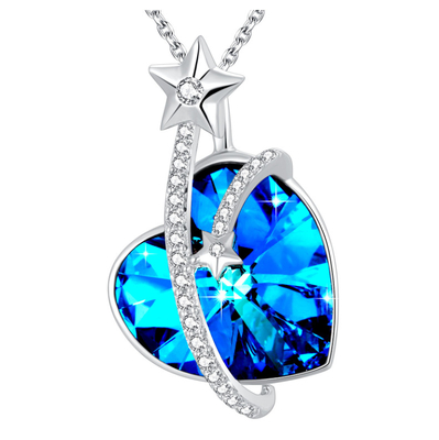Austrian Crystal Heart Pendant Necklace Sterling Silver Costume Jewelry For Women Hypoallergenic