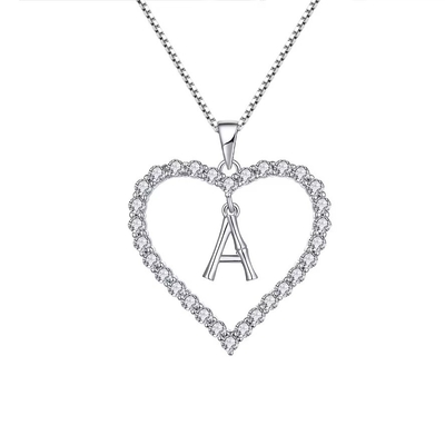 YASVITTI Fine Jewelry Necklace 925 Sterling Silver Heart-Shaped Necklace With A-Z Charms Letter