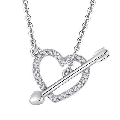 YASVITTI 925 Sterling Silver Women's Necklace 'One Arrow through the Heart' Zircon Stone Valentine's Day Party Gift