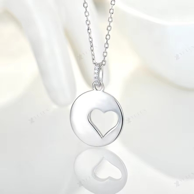 YASVITTI Romantic 925 Sterling Silver Necklace Rhodium Plated Coin Hollow Love Heart Pendant Necklace for Valentine's Da