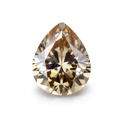 Synthetic Corundum Moissanite Diamond Light Yellow Champagne Pear Loose Moissanite Stones for Ring