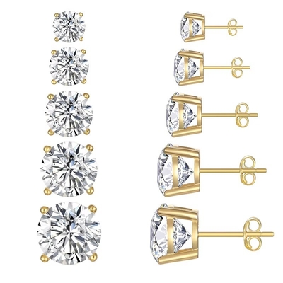 Korean Fashion Earrings Jewelry 925 Sterling Silver Classic Single Diamond Earrings 2-10mm Zirconia Stud Earrings For Women