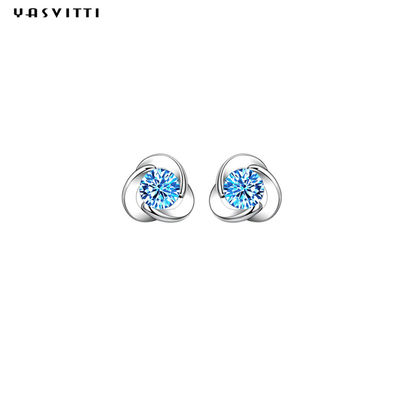 925 Sterling Silver Clover Zircon Earrings Flower Zircon Stud Earrings Simple Clover Diamond Earrings