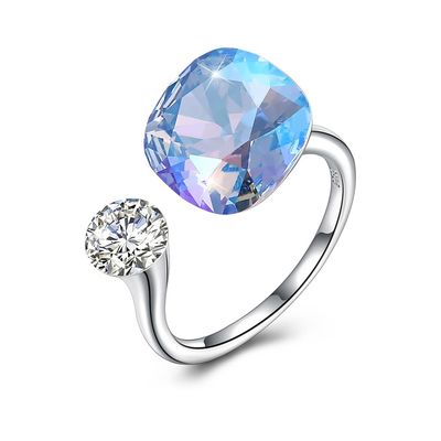 3.43 Gram 0.5cm Sterling Silver Jewelry Sets 925 Graduation Open Band Diamond Ring