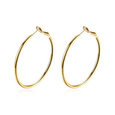 40mm Gold Plated Custom Hoop Earrings Round 8.2g Rose Gold OEM Engagement