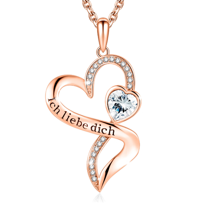Rose Gold Crystal Double Heart Necklace 18in 0.29oz Austrian crystal Crystals Rhodium Plated