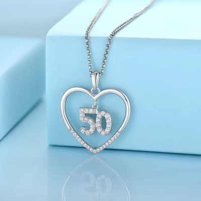 YASVITTI Custom Fashion 925 Sterling Silver Heart Necklace Number 50 and 30 Pendant Necklace Wholesale