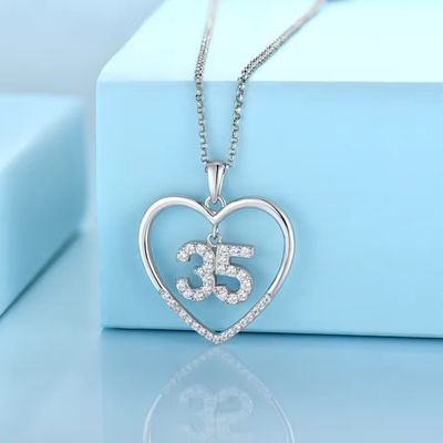 YASVITTI Custom Fashion 925 Sterling Silver Heart Necklace Number 50 and 30 Pendant Necklace Wholesale