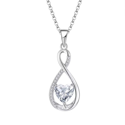 YASVITTI Gemstone Infinity Pendant Necklaces Cubic Zirconia Birthstone Heart 925 Sterling Silver Necklaces