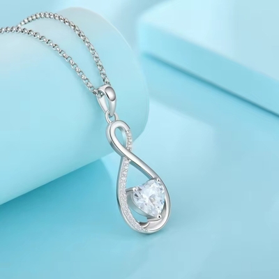 YASVITTI Gemstone Infinity Pendant Necklaces Cubic Zirconia Birthstone Heart 925 Sterling Silver Necklaces