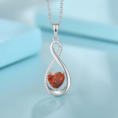 YASVITTI Gemstone Infinity Pendant Necklaces Cubic Zirconia Birthstone Heart 925 Sterling Silver Necklaces