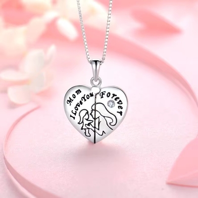 YASVITTI 925 Sterling Silver Mom I Love You Forever Heart Locket Pendant Necklace for Women