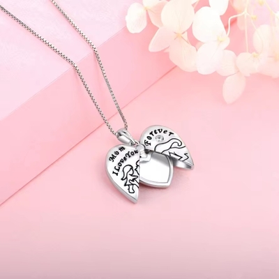 YASVITTI 925 Sterling Silver Mom I Love You Forever Heart Locket Pendant Necklace for Women