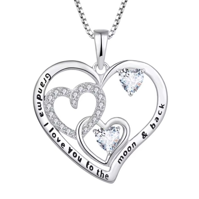 YASVITTI Jewelry I Love You To The Moon And Back Pendant Necklace 925 Sterling Silver Classic Heart Design Necklace