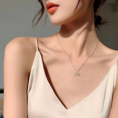 YASVITTI Wholesale 925 Sterling Silver Two Hearts Necklace Charm Custom Gold Plated Heart Necklace Jewelry