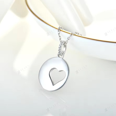 YASVITTI Romantic 925 Sterling Silver Necklace Rhodium Plated Coin Hollow Love Heart Pendant Necklace for Valentine's Da