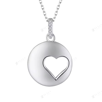 YASVITTI Romantic 925 Sterling Silver Necklace Rhodium Plated Coin Hollow Love Heart Pendant Necklace for Valentine's Da