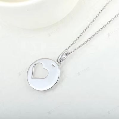 YASVITTI Romantic 925 Sterling Silver Necklace Rhodium Plated Coin Hollow Love Heart Pendant Necklace for Valentine's Da