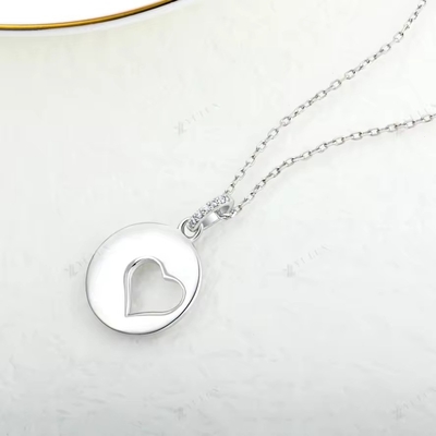 YASVITTI Romantic 925 Sterling Silver Necklace Rhodium Plated Coin Hollow Love Heart Pendant Necklace for Valentine's Da