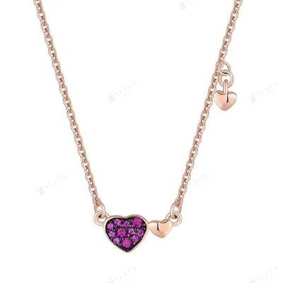 YASVITTI Valentine's Day Jewellery Gift 925 Sterling Silver Necklace Gemstone Diamond Rose Gold Plated Heart Necklace