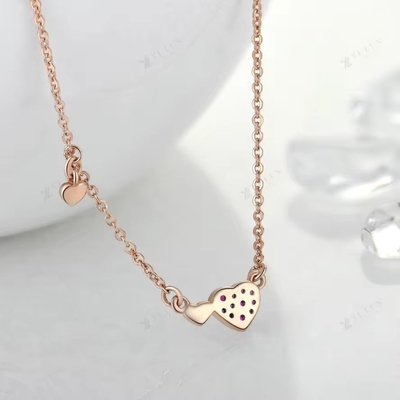 YASVITTI Valentine's Day Jewellery Gift 925 Sterling Silver Necklace Gemstone Diamond Rose Gold Plated Heart Necklace