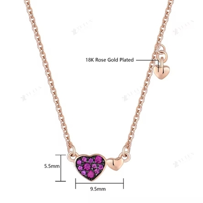 YASVITTI Valentine's Day Jewellery Gift 925 Sterling Silver Necklace Gemstone Diamond Rose Gold Plated Heart Necklace
