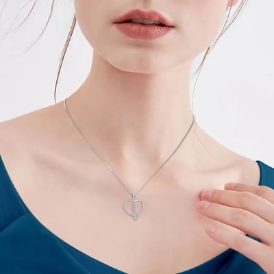 YASVITTI Heart Cat Necklace 925 Sterling Silver Cubic Zirconia Platinum Plated Cat Necklace Jewelry Wholesale Factory