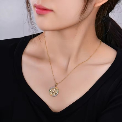 YASVITTI 925 Sterling Silver Flower of Life Rainbow CZ Pendant Necklace Yoga and Meditation Necklace Jewelry Wholesale
