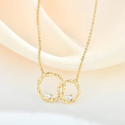 YASVITTI 14K Yellow Gold Plated Interlocking Circle Heart Cubic Zirconia Pendant Necklace 925 Sterling Silver Jewelry