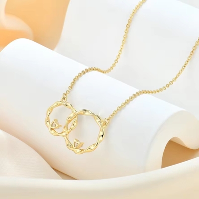 YASVITTI 14K Yellow Gold Plated Interlocking Circle Heart Cubic Zirconia Pendant Necklace 925 Sterling Silver Jewelry