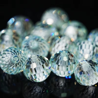Gemstone Material Synthetic Lab Created Round Blue Moissanite Beads For Jewelry Making