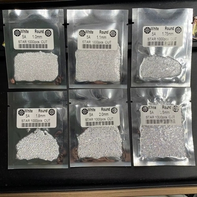 5A Quality 1000pcs/Bag 1mm - 3.0mm Stone Gems White Cubic Zirconia For Jewelry