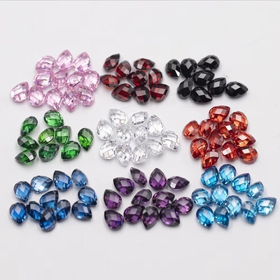 Pink Garnet Green White Orange Blue Gemstones Pear Shape Double Turtle Faceted Cubic Zirconia