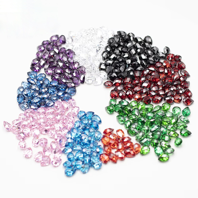 Pink Garnet Green White Orange Blue Gemstones Pear Shape Double Turtle Faceted Cubic Zirconia