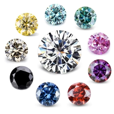 Gem Best Round Cut Dark Green Loose Mossanite Stone For Women's Wedding Bands Optical Special Effects Color Play Or Fire