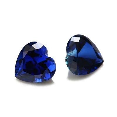 Gems Loose Gemstone Heart Cut 3x3mm To 10x10mm 33# 34# Blue Sapphire Synthetic Stones