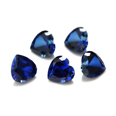 Gems Loose Gemstone Heart Cut 3x3mm To 10x10mm 33# 34# Blue Sapphire Synthetic Stones