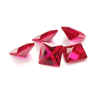 Princess Square Cut Synthetic Ruby 5# Corundum Loose Gemstone Moissanite For Engagement Rings