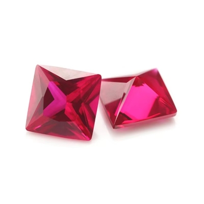 Princess Square Cut Synthetic Ruby 5# Corundum Loose Gemstone Moissanite For Engagement Rings
