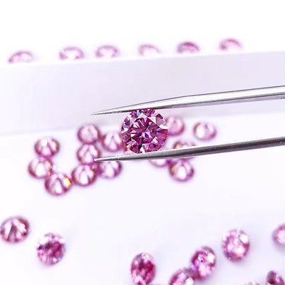 Factory Wholesale Pink Moissanite Diamond Round Brilliant Cut 3.0mm-12.0mm VVS1 Loose Moissanite Stones 4 Carat Ring