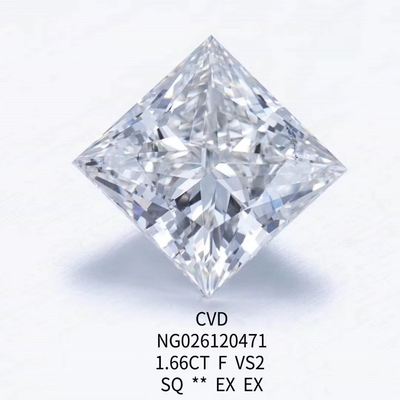 IGI Certificate NGIC Lab Grown Diamond Princess Square Cut 1.66ct F VS2 Loose Hpht Cvd Diamond Moissanite