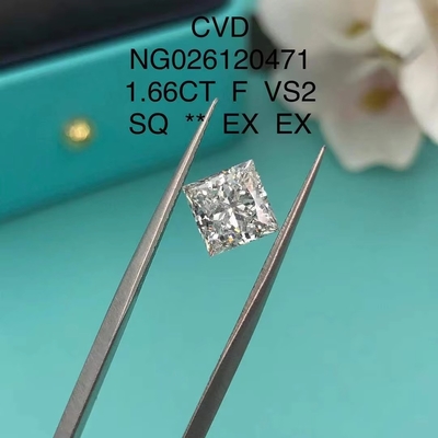 IGI Certificate NGIC Lab Grown Diamond Princess Square Cut 1.66ct F VS2 Loose Hpht Cvd Diamond Moissanite
