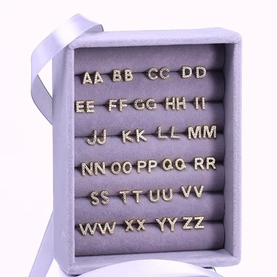 Fashion Sterling Silver A-z Alphabet Earrings 18k Gold Plated 925 Silver Letter Stud Earrings