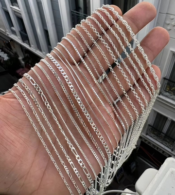Wholesale Jewelry Italian 925 Sterling Silver Figaro Chain Necklace Gold Silver Chain For Women