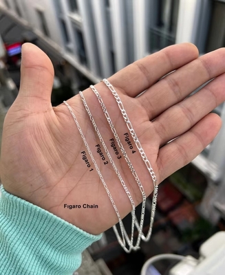 Wholesale Jewelry Italian 925 Sterling Silver Figaro Chain Necklace Gold Silver Chain For Women