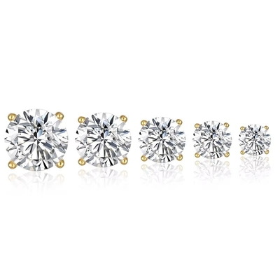 Korean Fashion Earrings Jewelry 925 Sterling Silver Classic Single Diamond Earrings 2-10mm Zirconia Stud Earrings For Women