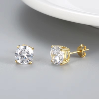 Korean Fashion Earrings Jewelry 925 Sterling Silver Classic Single Diamond Earrings 2-10mm Zirconia Stud Earrings For Women