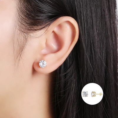 Korean Fashion Earrings Jewelry 925 Sterling Silver Classic Single Diamond Earrings 2-10mm Zirconia Stud Earrings For Women