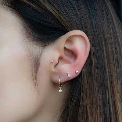 925 Sterling Silver Wholesale Jewelry Minimalist Small 925 Sterling Silver Zircon Stud Earrings Gold Plated Earrings For Women