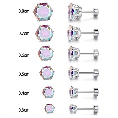 Fashionable Titanium Steel Fine Needle Stainless Steel Earrings Round 18k Gold-plated Zircon Earrings